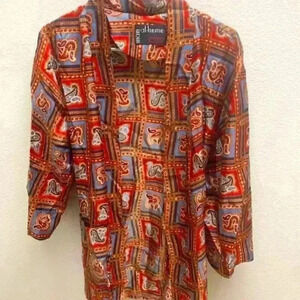 Vtg Roytex Robe Mens Tie Paisley Print Smokig Jacket Mid Century